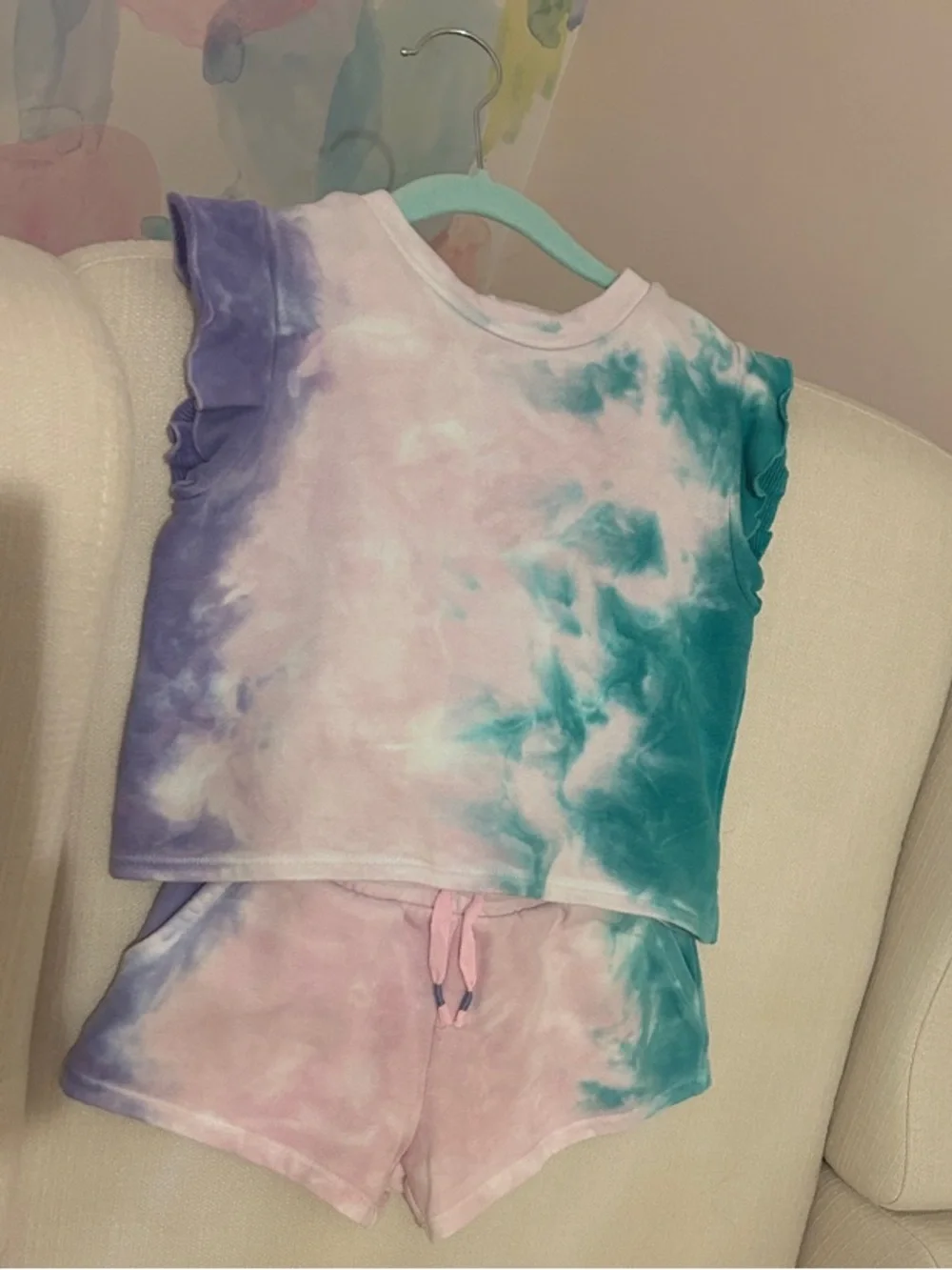 Splendid Girls Tie-Dye Pink Purple Teal Two-Piece Set